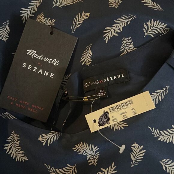 ✨Madewell et Sézane® Silk Anna Drop-Waist Dress in Leaf Print✨ - Picture 6 of 9